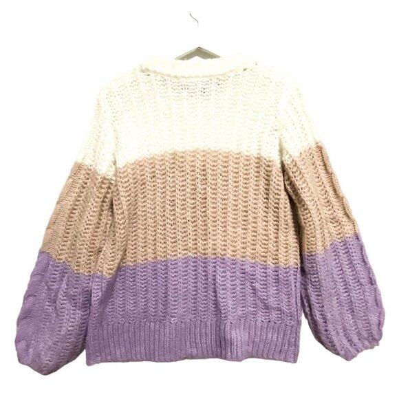 VERO MODA Becca Colorblock Cable sweater, Size M - Picture 5 of 11